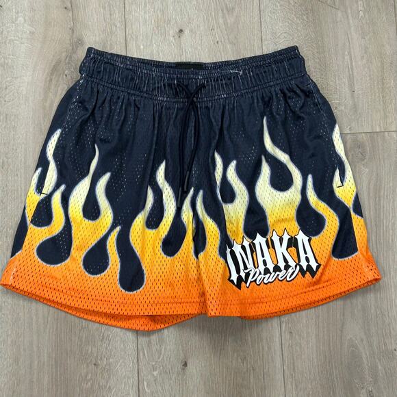 Inaka Power Orange Flame Mesh Shorts size Small S B3 - Picture 1 of 5